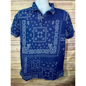 Polo Ralph Lauren Paisley Polo Shirt – Men’s Large, Blue Short Sleeve Casual